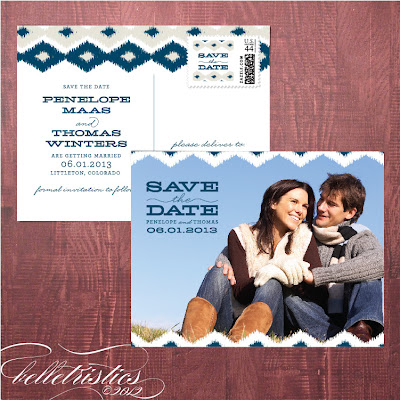 contemporary modern ikat printable diy photo save the date post card