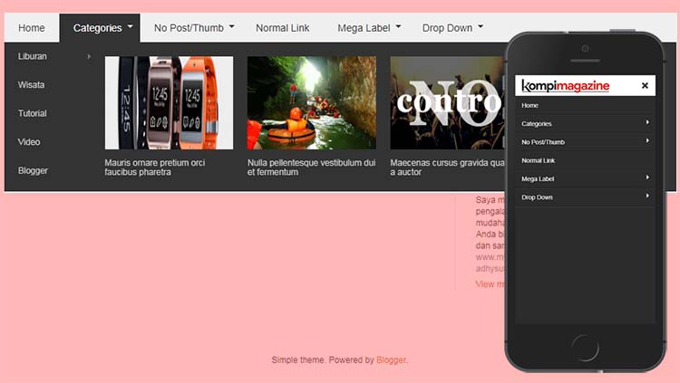 Membuat Megamenu Desktop Dan Vertical Slide Menu Mobile Untuk Blogger