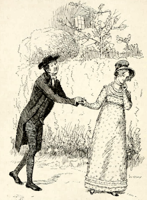 Mr Collins and Charlotte Lucas by Hugh Thomson in Pride and Prejudice by Jane Austen 1896 edition