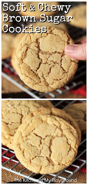 Soft & Chewy Brown Sugar Cookies ~ With their crackly tops, tender middles, & unmistakable brown sugar flavor, these soft & chewy cookies will make frequent appearances in your cookie jar! For the brown sugar fans out there, you may just find these to be your new favorite sugar cookie. #brownsugarcookies #sugarcookies  www.thekitchenismyplayground.com