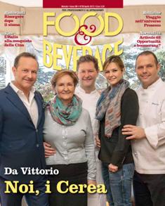 Food & Beverage. Per i professionisti e gli appassionati 68 - Aprile 2013 | ISSN 1971-7636 | CBR 96 dpi | Mensile | Professionisti | Ristorazione | Cibo | Bevande
Food e Beverage nasce nel 2006 grazie ad un articolato progetto editoriale di Alberto Paolo Schieppati, già direttore di importanti testate specializzate. Ma è dalla primavera del 2007 che la rivista prende forma autonoma, sganciandosi dal gruppo editoriale con cui era partita e diventando il prodotto principale di una nuova Casa editrice, la F&B Editoriale S.r.l., fondata dallo stesso Schieppati insieme a Barbara Amati,  firma del giornalismo conosciuta ed autorevole. Schieppati> e Amati, direttore e condirettore della testata, hanno creato un magazine senza precedenti nella storia dell’editoria cosiddetta di settore, facendolo decollare all’insegna di una stretta interazione fra il mondo della domanda e quello dell’offerta. Rivolgendosi sia all’operatore professionale della ristorazione, sia ai clienti-consumatori di questo segmento di mercato, Food e Beverage rappresenta un unicum nel panorama della stampa di settore, grazie anche alle sue inchieste mirate, al suo opinionismo di qualità, alla credibilità dei direttori-editori. Il magazine è dunque oggi in salde mani che, con una sfida molto coraggiosa, hanno saputo fondere l’esperienza professionale ad uno spirito imprenditoriale non certo comune nel mondo della carta stampata.  Schieppati e Amati seguono direttamente sia i contenuti della rivista sia le strategie aziendali,  grazie a un impegno assiduo e  diretto che tende a migliorare continuamente le performance dell’attività, destinata a svilupparsi ulteriormente. 
Grazie ad una accresciuta diffusione, insieme a una attenta riqualificazione dei contenuti e dell’aspetto grafico, Food e Beverage viaggia verso nuove e importanti sfide, confermandosi come il punto di riferimento per chef, aziende e imprenditori del mondo della ristorazione, dei consumi e dell’ospitalità nel suo complesso. Nel piano strategico 2009, il varo di nuove importanti iniziative, tra cui il F&B Award, un progetto destinato a valorizzare concretamente la professionalità degli imprenditori del settore dell’offerta enogastronomica e di ospitalità, in linea con le aspettative della clientela e dei mercati. Insieme a una fitta serie di iniziative editoriali e di eventi collaterali, il F&B Award coinvolgerà la parte più evoluta del mondo degli operatori della ristorazione e dei locali di tendenza, ma anche della ristorazione d’albergo e del mondo dell’acceuil.