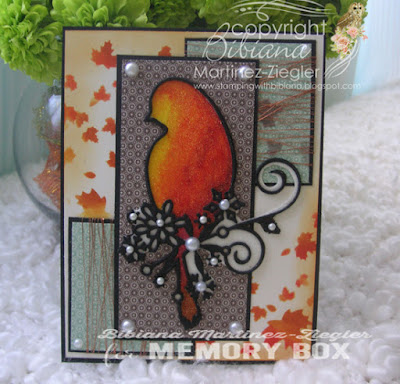 fall glitter bird card