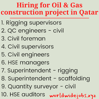 Hiring for Oil & Gas construction project in Qatar
