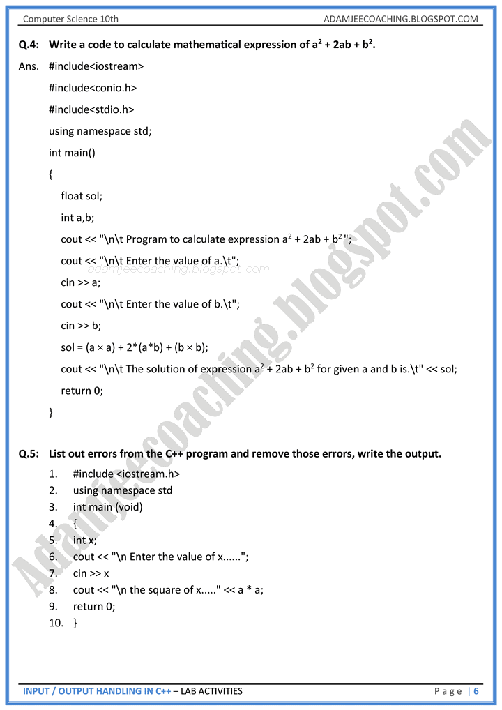 input-output-handling-in-c++-lab-activities-computer-science-10th