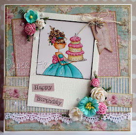 Girly, floral birthday card featuring Stamping Bella 'Ava loves to celebrate'