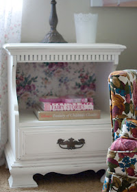 Vintage nightstand and granny chic chair