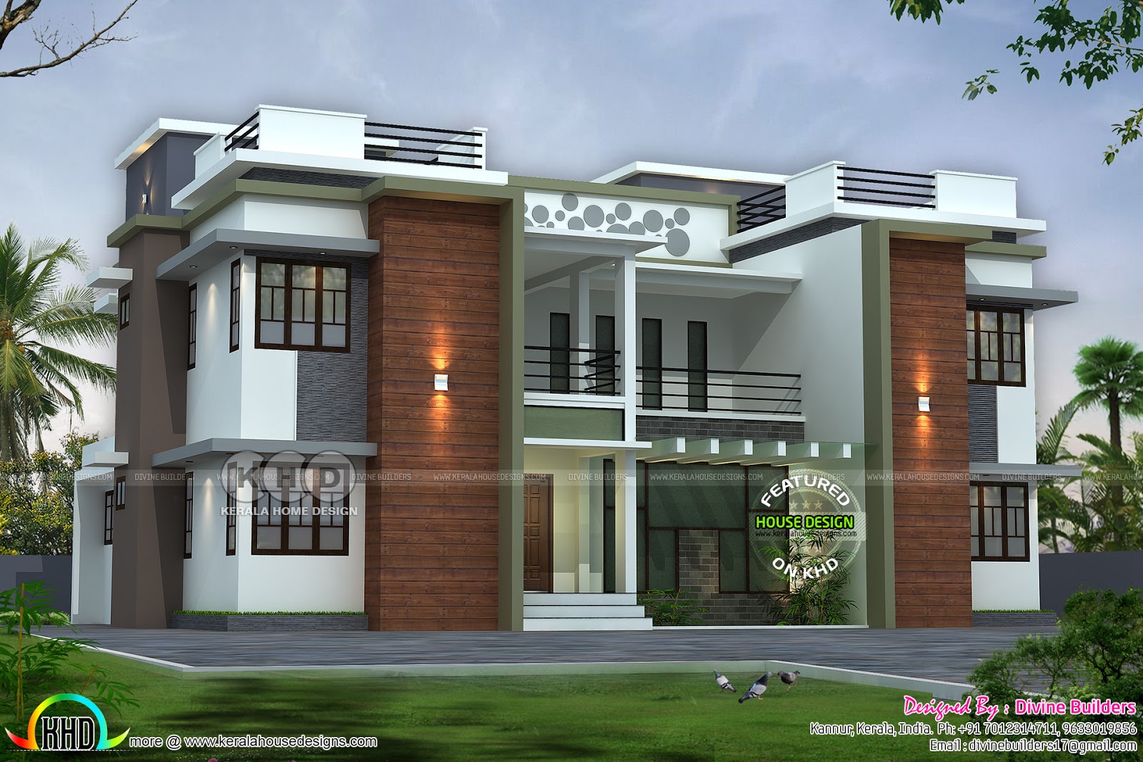  6  bedroom  flat roof home  design  Kerala home  design  and 