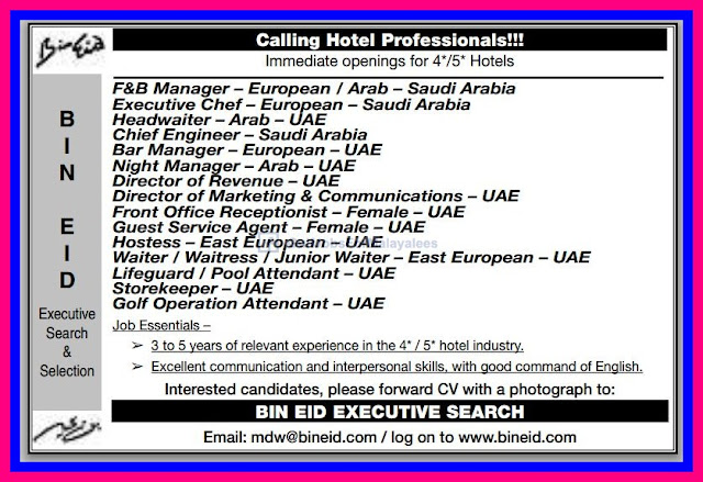 Vacancies For European Countries & Middle East