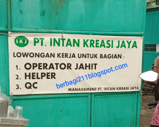 Lowongan kerja PT Intan Kreasi Jaya