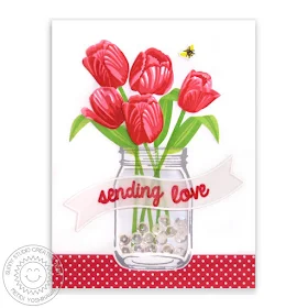 Sunny Studio Stamps: Timeless Tulips Sending Love Valentine's Day Card by Mendi Yoshikawa