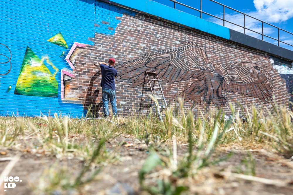 Brick Lane Street Art Eagle Mural by Artist Pad303