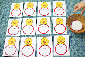 Easter Theme Unit: Reading Time Matching Activity