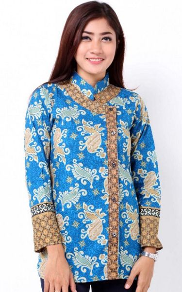 20 Desain Baju Batik Lengan Panjang Modern Wanita Muda 