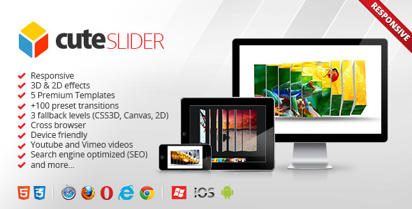 Cute Slider - 3D & 2D HTML5 Image Slider - CodeCanyon Item for Sale