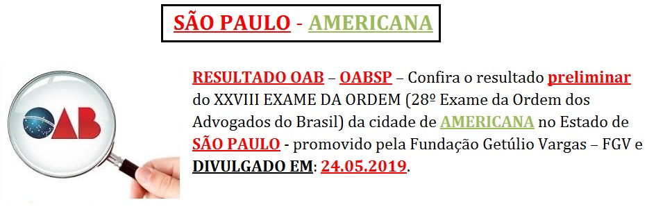 Resultado Oab Xxviii 2 Fase Americana Sao Paulo Oab Sp