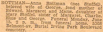 STOFFEL, Anna E STOFFEL Obituary
