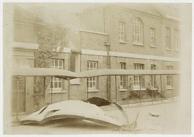 The broken Astrographic Dome in the courtyard of the Royal Observatory, Greenwich. RGO 7/29 Chief Assistant's Journal, reproduced by kind permission of the Science and Technology Facilities Council and the Syndics of Cambridge University Library.