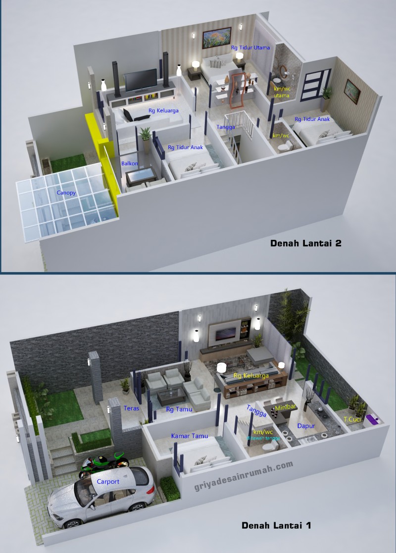 Desain Rumah 2 Lantai Minimalis Modern Elegan CPLABS
