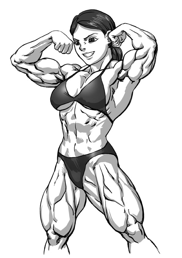 it's time for muscular girl's illustration 