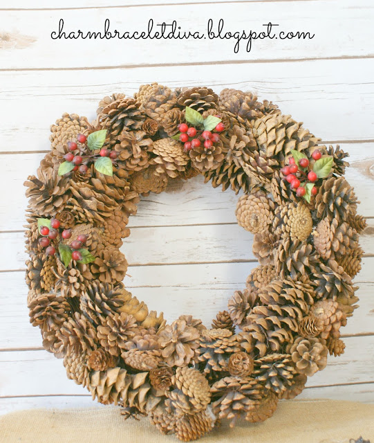 DIY pine cone antler wreath rustic