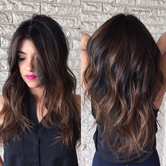chocolate brown hair with honey highlights