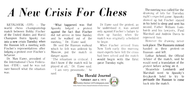 A New Crisis For Chess