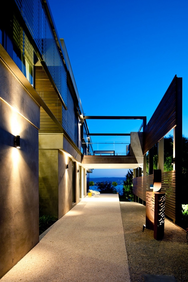 Lights on the facade of modern home 