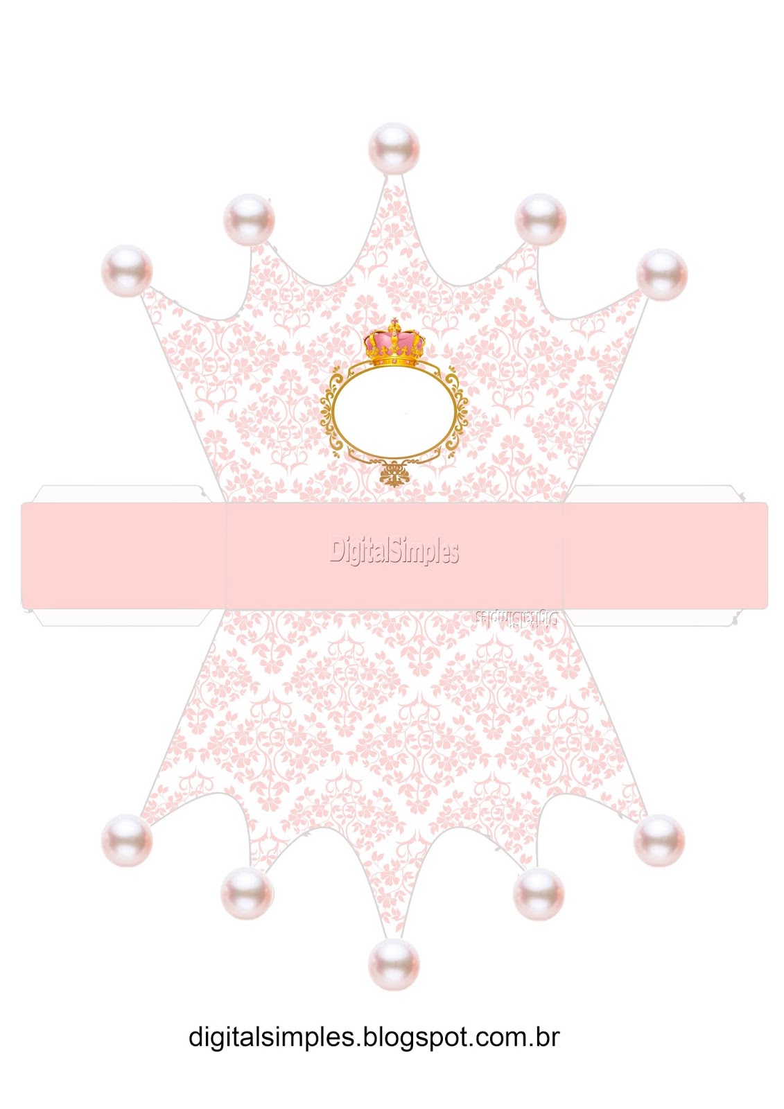 Kit Personalizado Tema "Coroa Rosa Menina" para Imprimir 