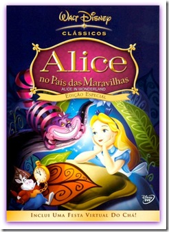 Capa com a imagem do desenho Alice no País das Maravilhas da Disney