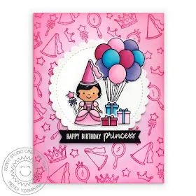 Sunny Studio Blog: Pink Princess Handmade Birthday Balloon Card (using Enchanted & Floating By Stamps)