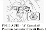 P0010 AUDI - 'A' Camshaft Position Actuator Circuit Bank 1 