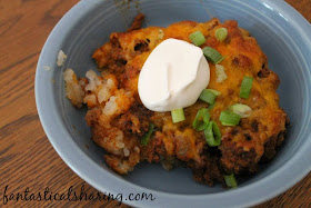 Chili Cheese Tatortot Casserole | This casserole/hotdish is for all you chili cheese fry-lovin' folks! No condensed soup needed! #recipe #casserole #hotdish