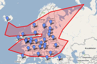 Mapa da nuvem vulcânica islandesa