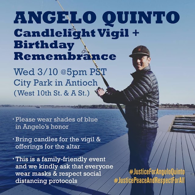 Angelo Quinto Candlelight Vigil & Birthday Remembrance: Wed 3/10 5pm Antioch