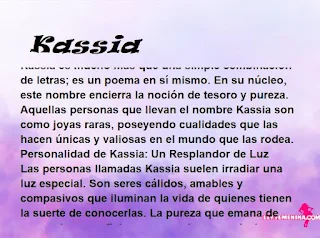 ▷ Significado del nombre Kassia (✔)