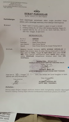 Dugaan Penipuan Uang,  Kades Pinang Nibung Dilaporkan