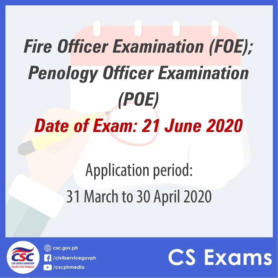 2020 Fire Officer Examination (FOE) and Penology Officer Examination (POE)