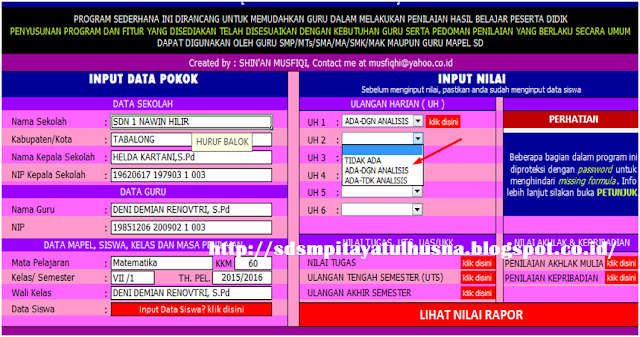 Aplikasi Untuk Penilaian Hasil Belajar Peserta Didik Sekolah dasar dan Menengah