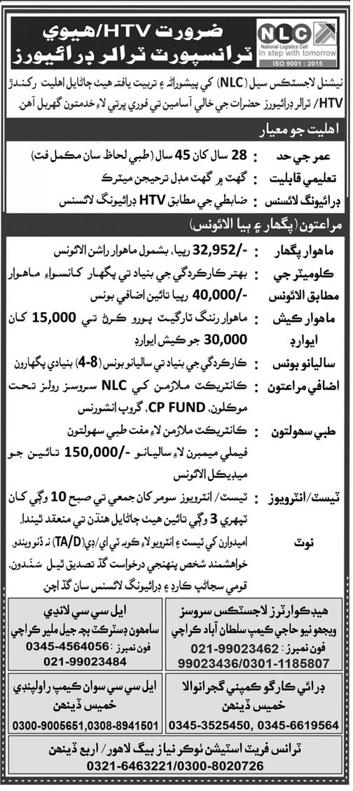 Latest National Logistics Cell NLC Jobs 2021 | Multiple Vacancies