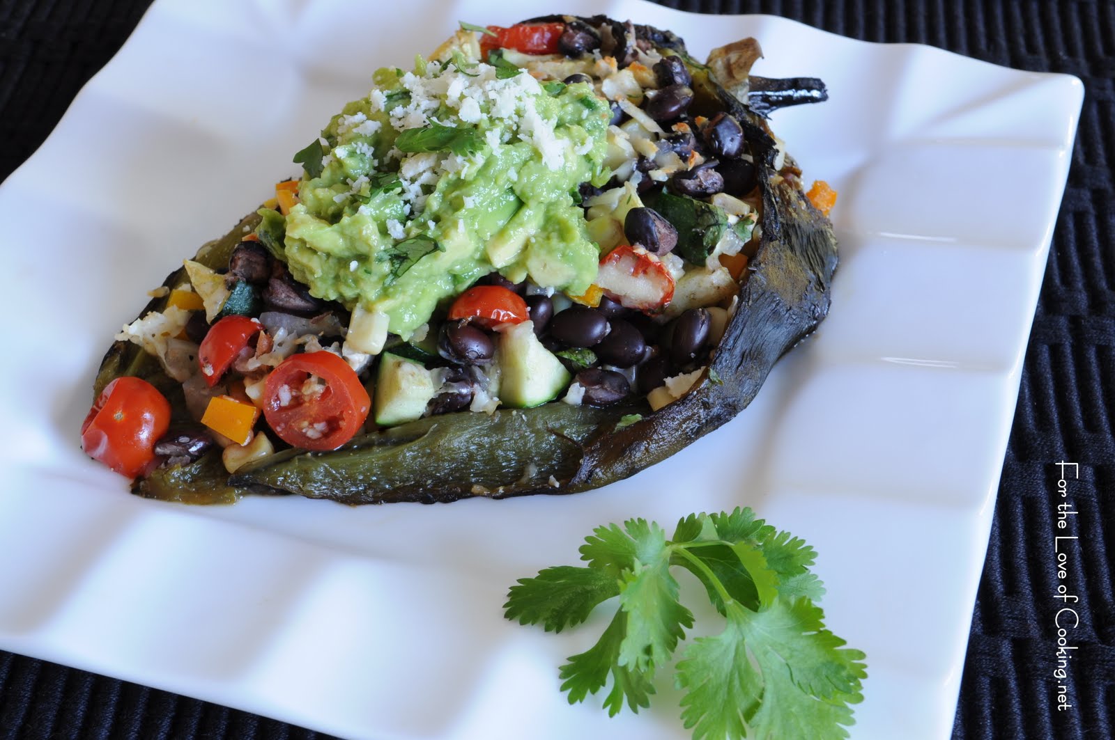 Black Bean and Vegetable Stuffed Poblano Peppers  For the 