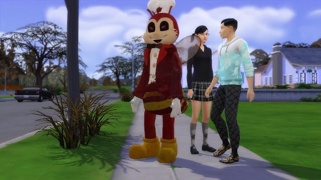Sims 4 Jollibee Mascot and Cassandra Goth
