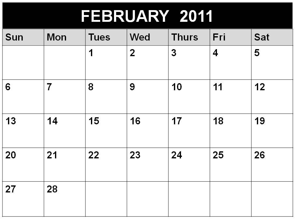 blank february calendar 2011. lank february calendar in