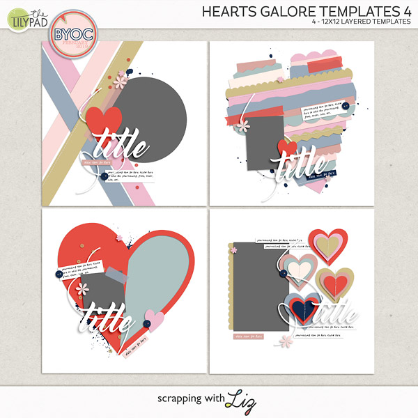 Valentine Style Digital Scrapbook Templates