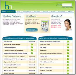 HostMonster hosting features