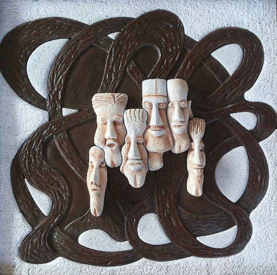 Faces, sculpture by Milind Raut (part of his portfolio on www.indiaart.com)