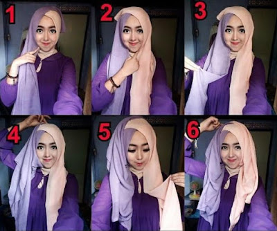 tutorial model hijab wisuda segi empat dua warna terbaru