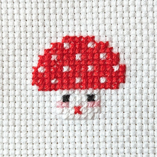 Tiny poisonous mushroom cross stitch pattern