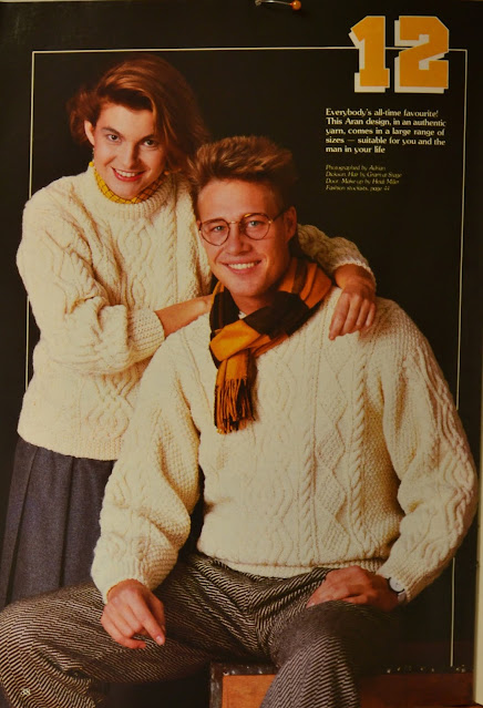 Vintage 1980s His 'n' Hers Aran Sweater Knitting Pattern