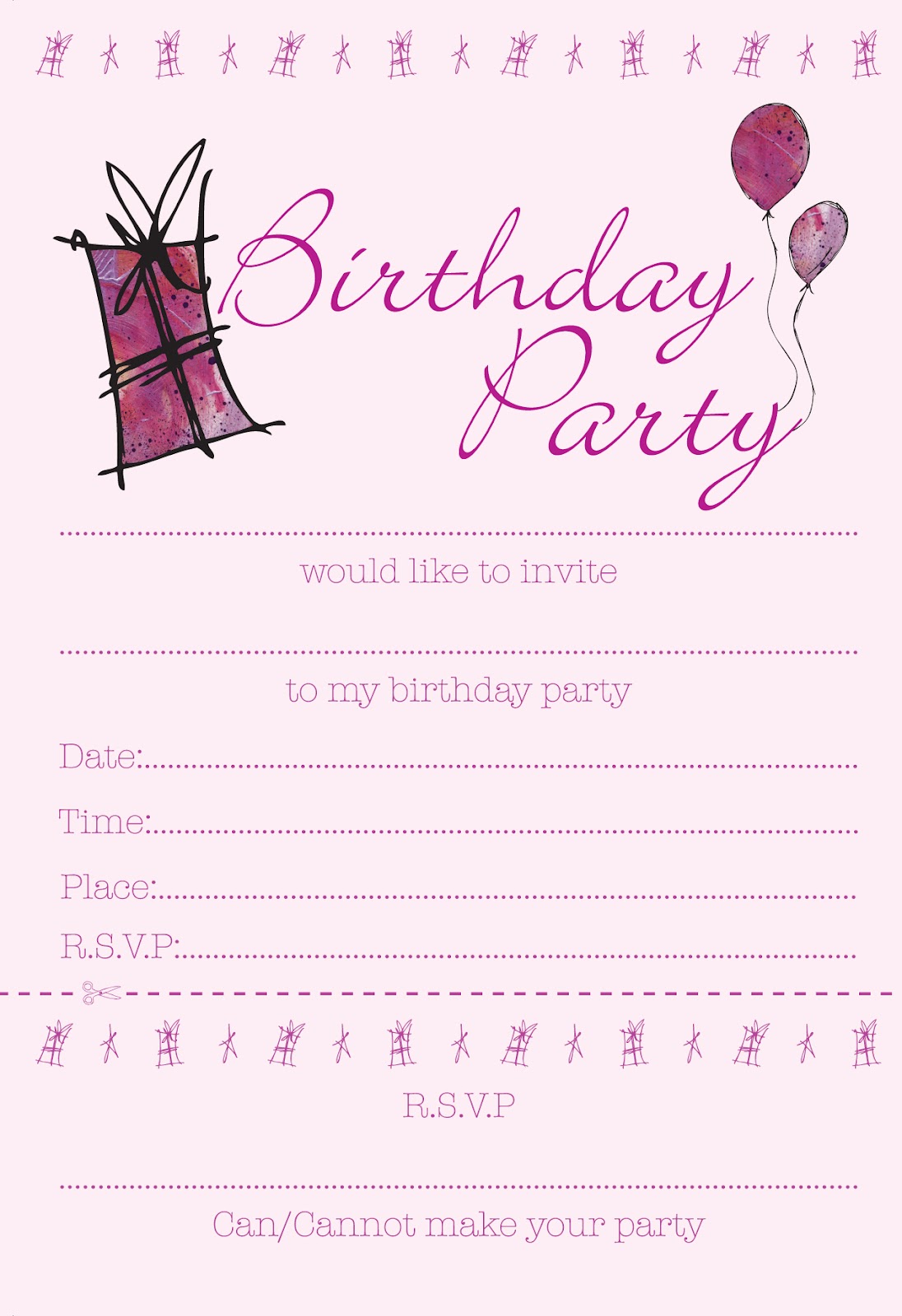 girls pink birthday party invitations size a5 20 invitations per pack 